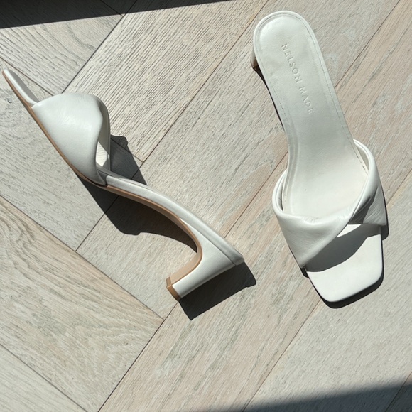 designer nelson made leather 'maya' mules - ivory / off-white, size EU 39 - Picture 7 of 11